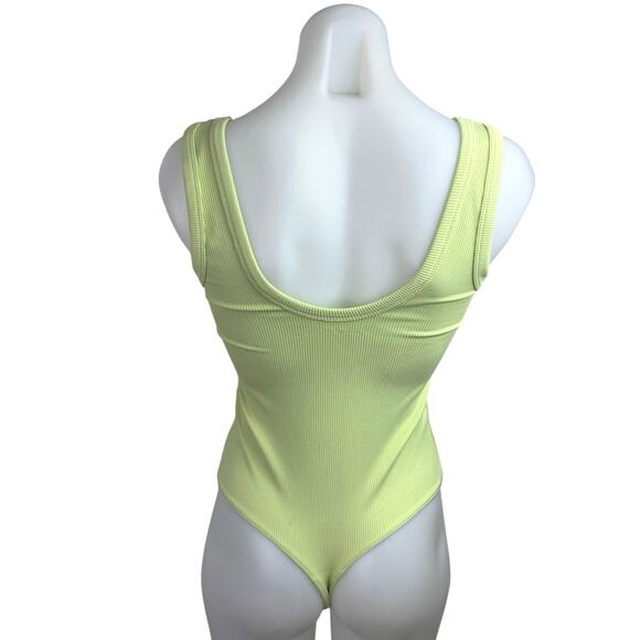 Abercrombie & Fitch Green Rib Knit Sleeveless Cami Camisole Bodysuit Tank Top S - Picture 2 of 3